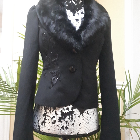 Vintage fur collar blazer jacket - Picture 2 of 7